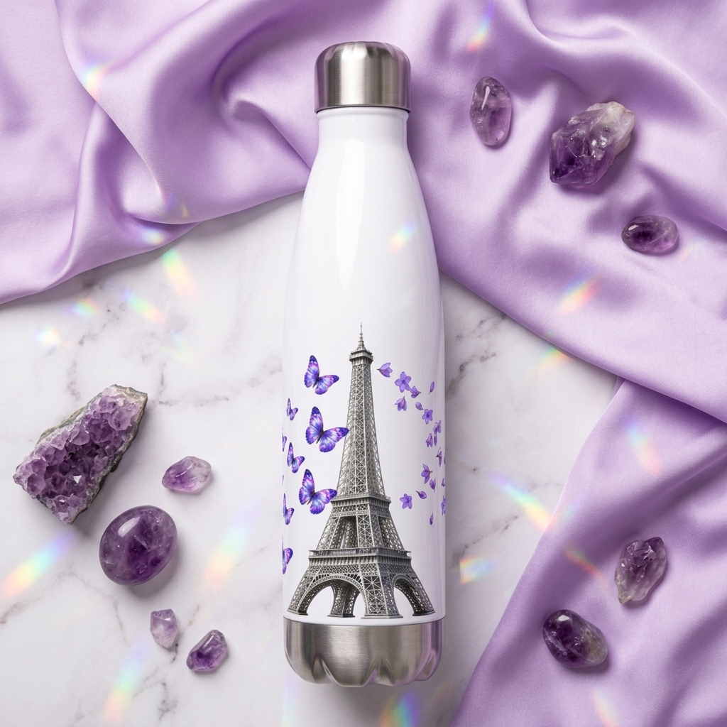 tsgabrielle® • Paryż - Wieża Eiffla • Butelka na wodę • Biały • Stal nierdzewna • 17 oz - 500ml - View 13