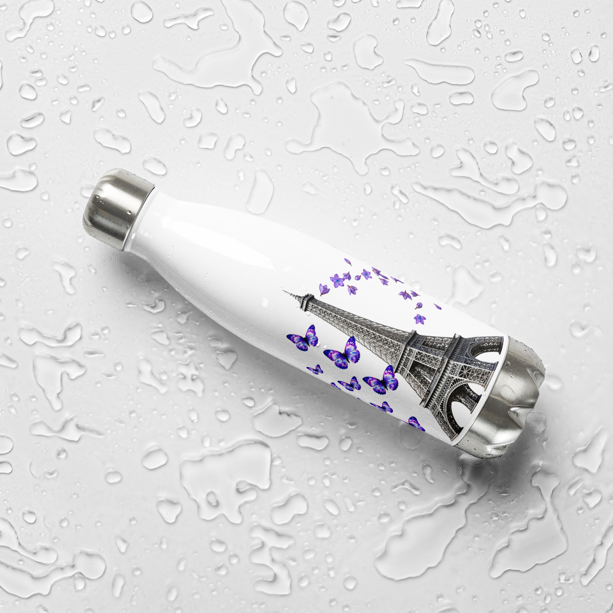 tsgabrielle® • Paryż - Wieża Eiffla • Butelka na wodę • Biały • Stal nierdzewna • 17 oz - 500ml - View 9