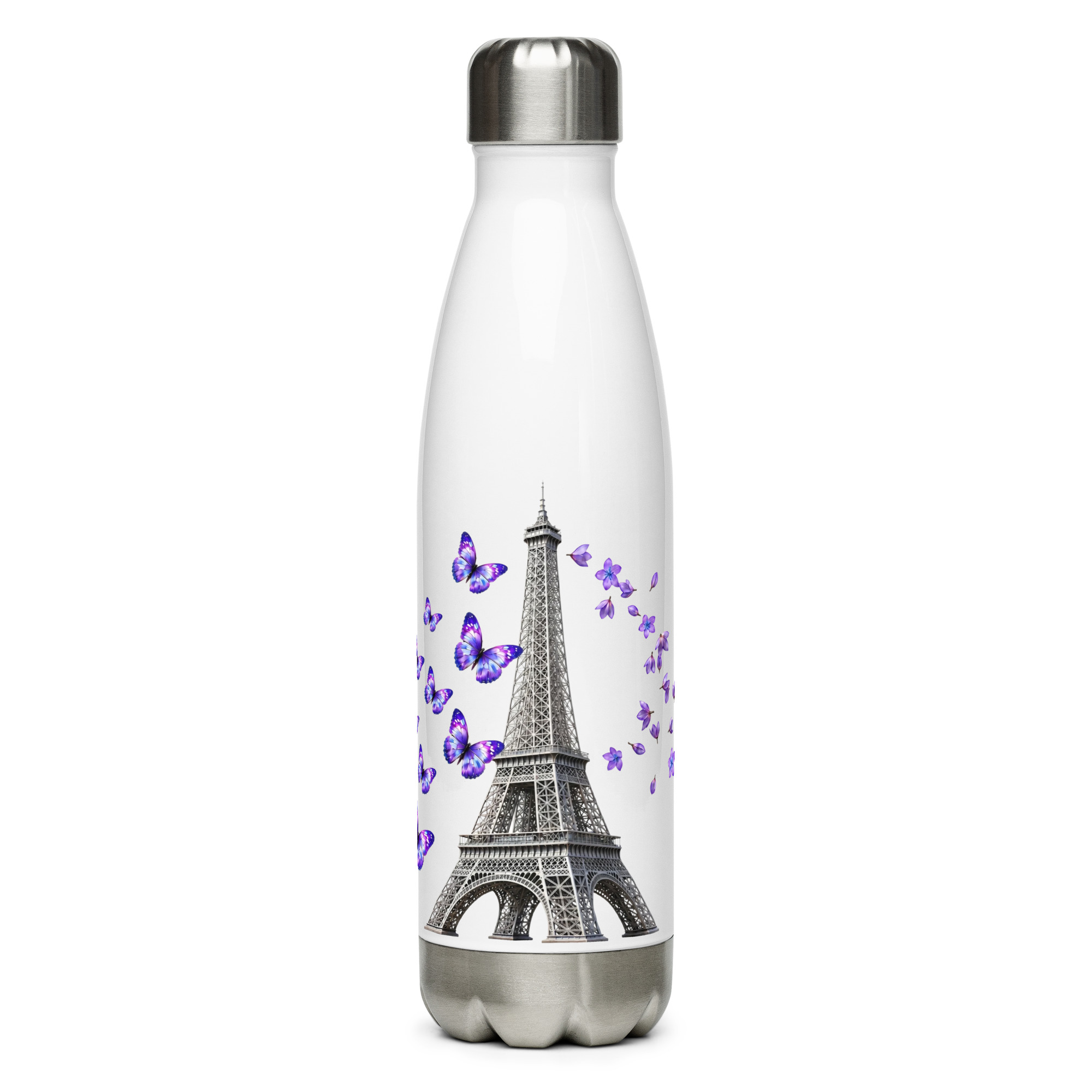 tsgabrielle® • Paryż - Wieża Eiffla • Butelka na wodę • Biały • Stal nierdzewna • 17 oz - 500ml