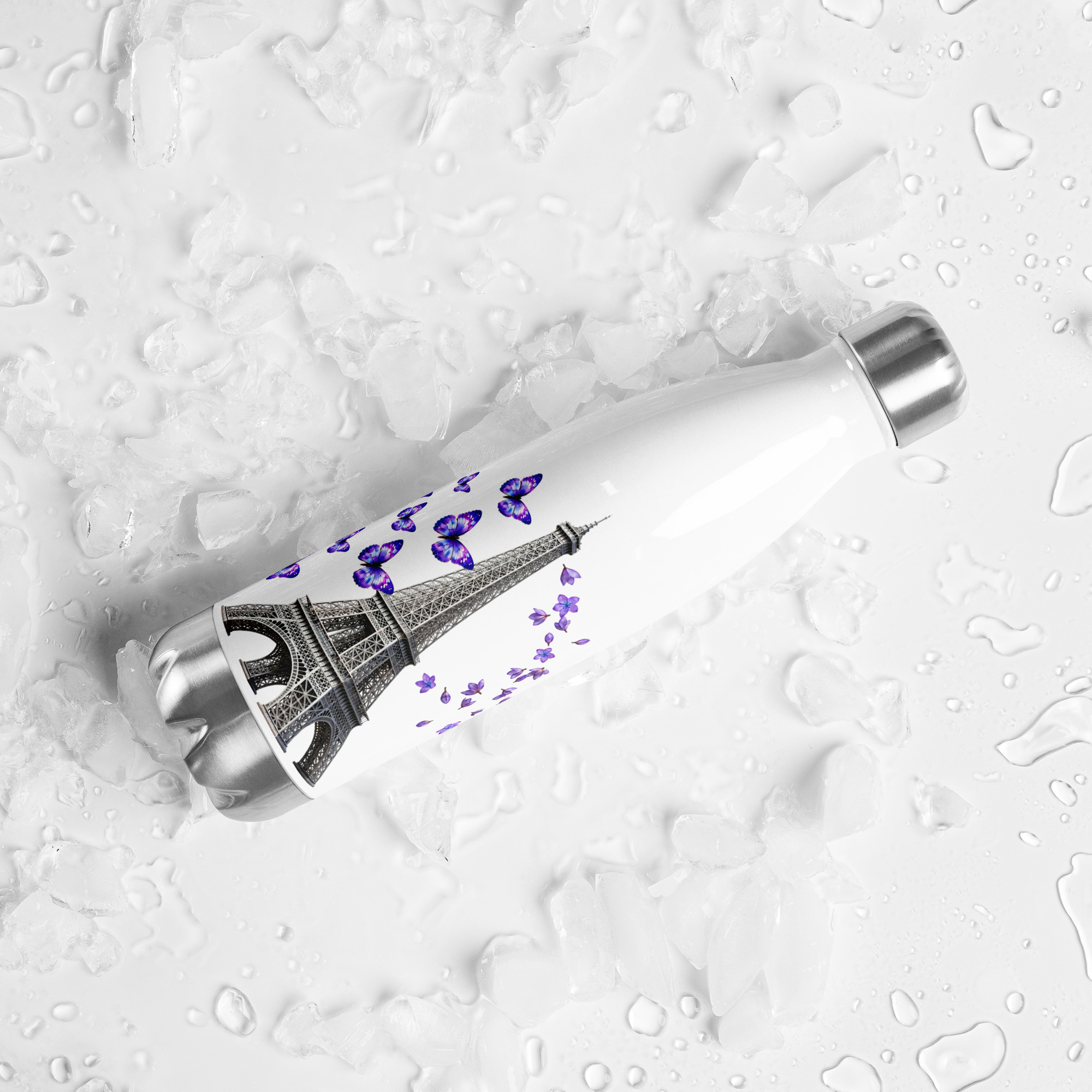 tsgabrielle® • Paryż - Wieża Eiffla • Butelka na wodę • Biały • Stal nierdzewna • 17 oz - 500ml - View 8