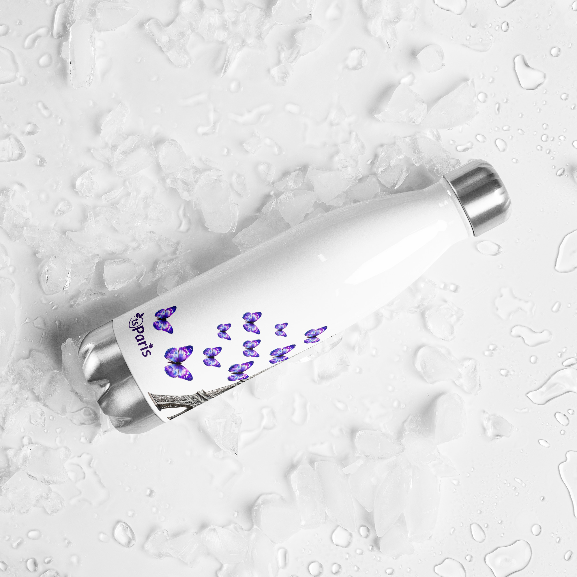 tsgabrielle® • Paryż - Wieża Eiffla • Butelka na wodę • Biały • Stal nierdzewna • 17 oz - 500ml - View 12