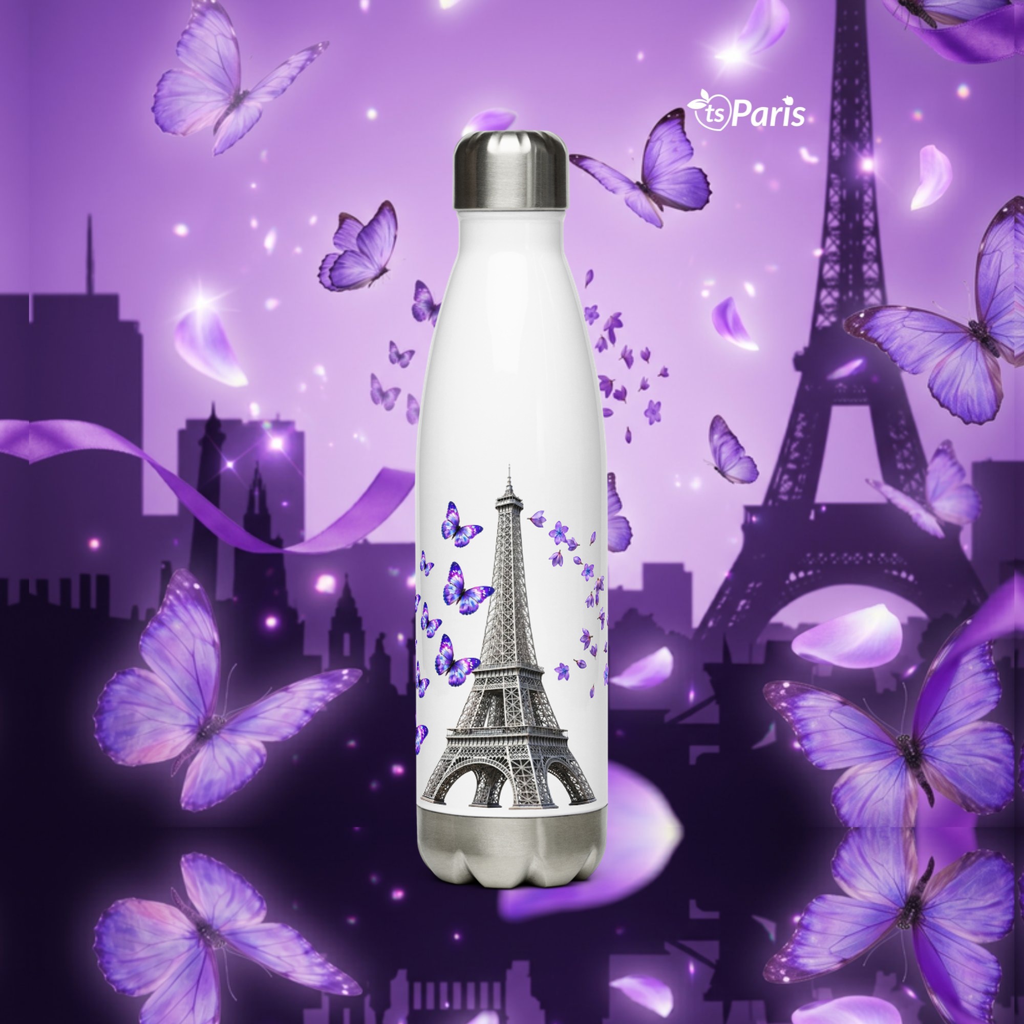 tsgabrielle® • Paryż - Wieża Eiffla • Butelka na wodę • Biały • Stal nierdzewna • 17 oz - 500ml - White - View 15
