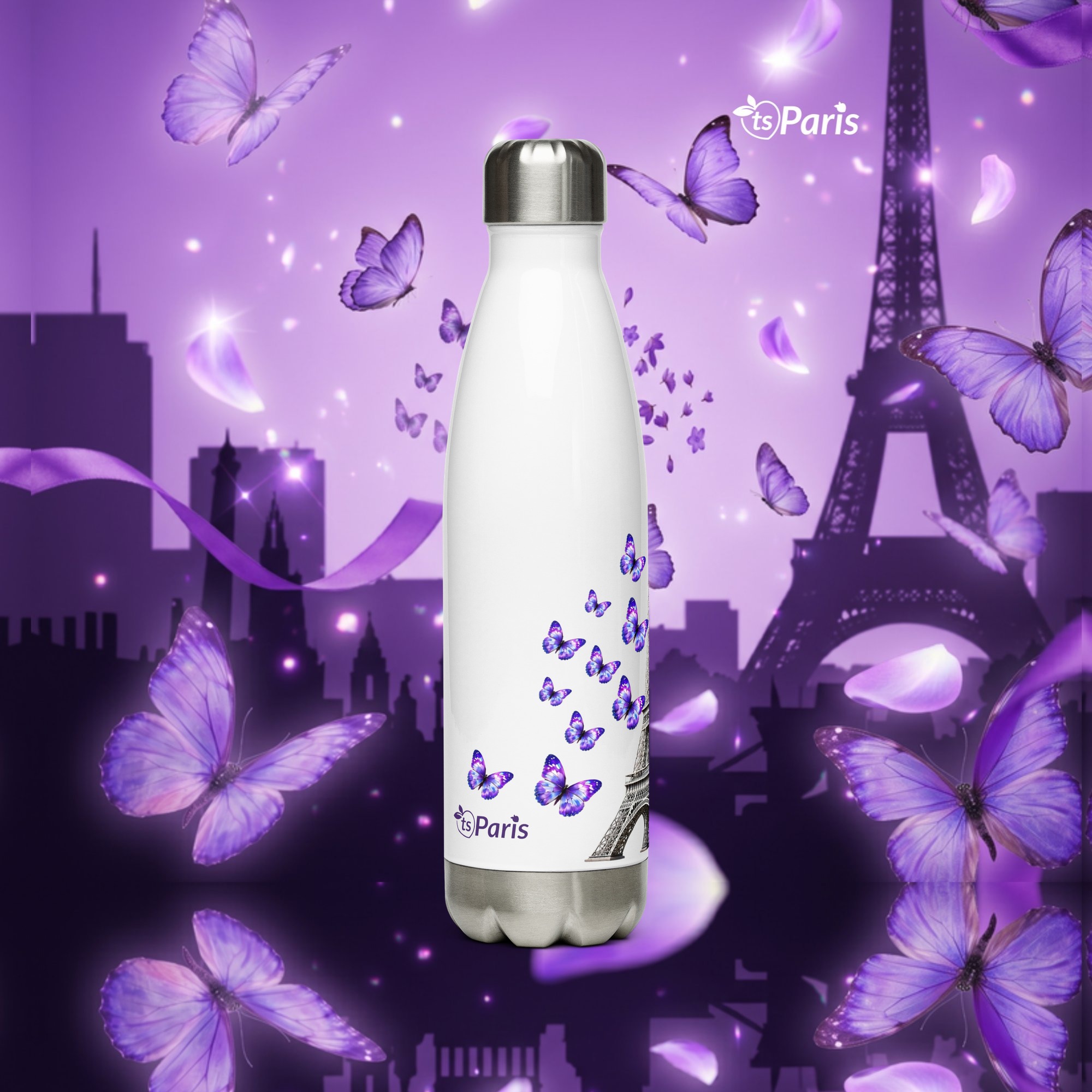 tsgabrielle® • Paryż - Wieża Eiffla • Butelka na wodę • Biały • Stal nierdzewna • 17 oz - 500ml - White - View 16