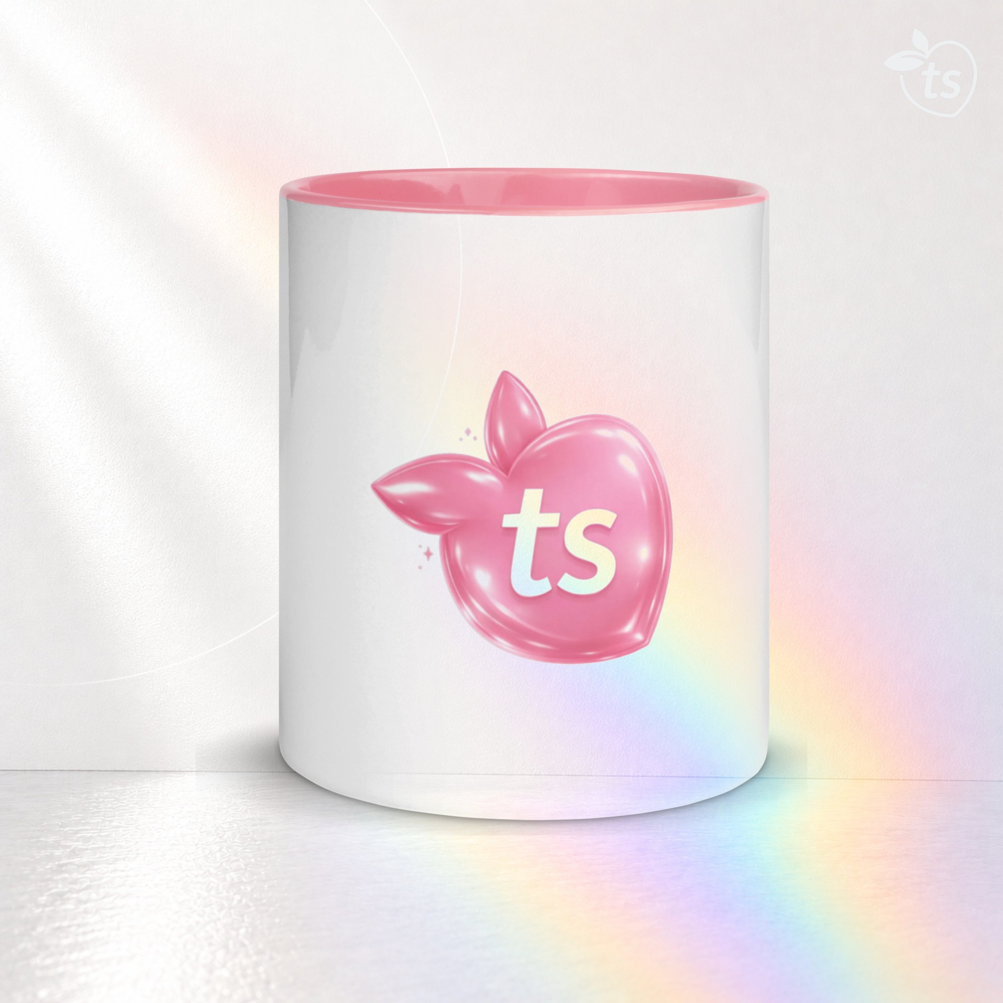 tsgabrielle® • Kubek z różowym wnętrzem • Ceramiczny • 11 oz